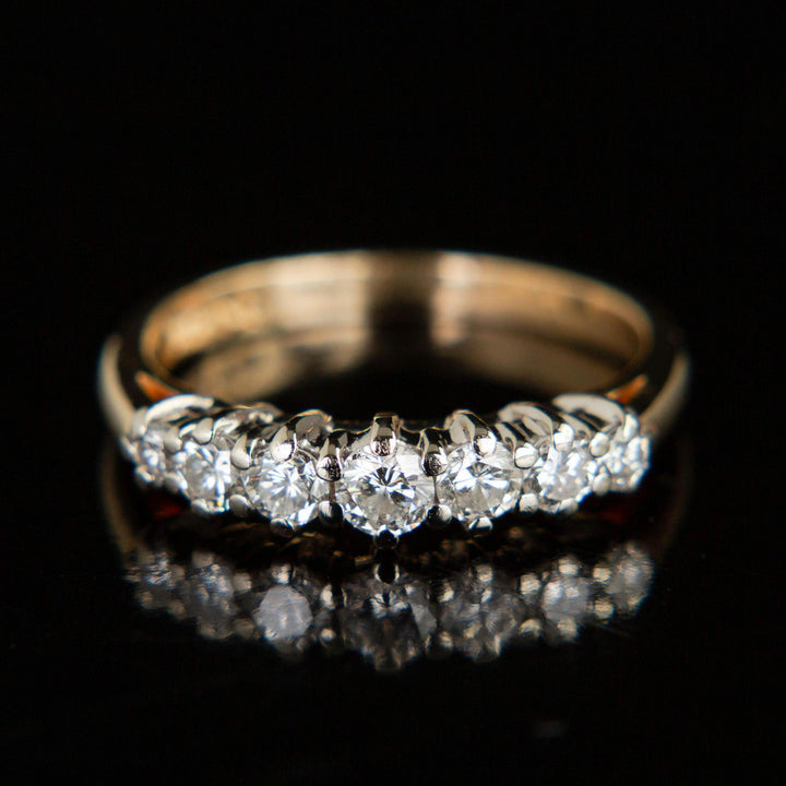 Vintage 7 Stone Diamond Band  | 14k Gold