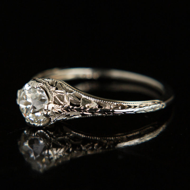 Art Deco Diamond Solitaire | 18k White Gold | circa 1935