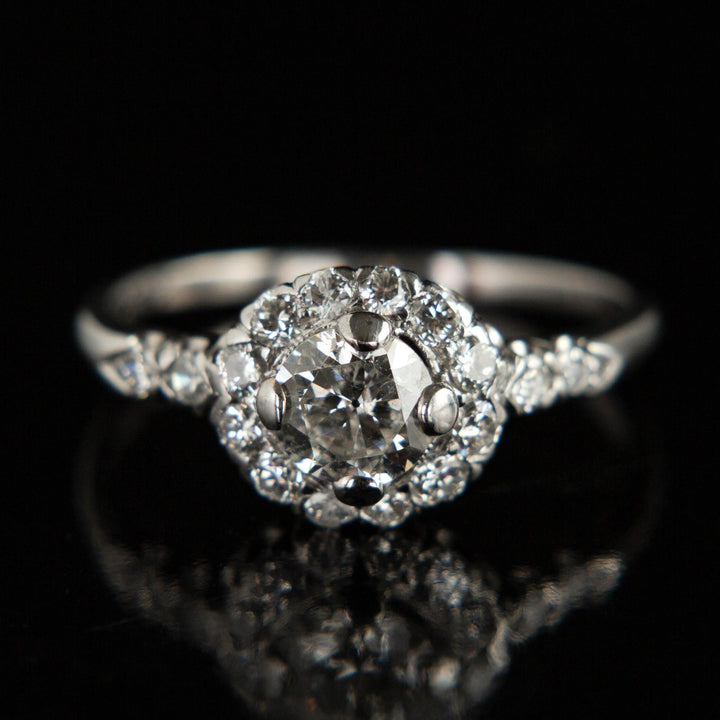 Platinum Diamond Halo Ring | Circa 1940