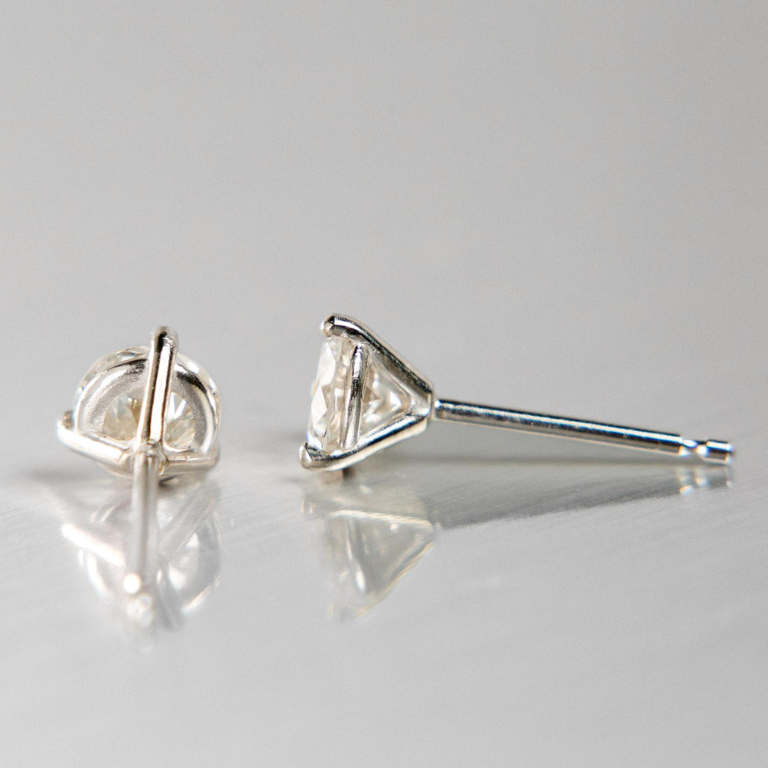 Diamond Martini Stud Earrings | Old European Cut Diamonds in 14k White Gold
