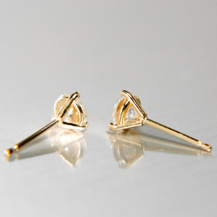 Diamond Martini Stud Earrings | Old European Cut Diamonds in 14k Yellow Gold