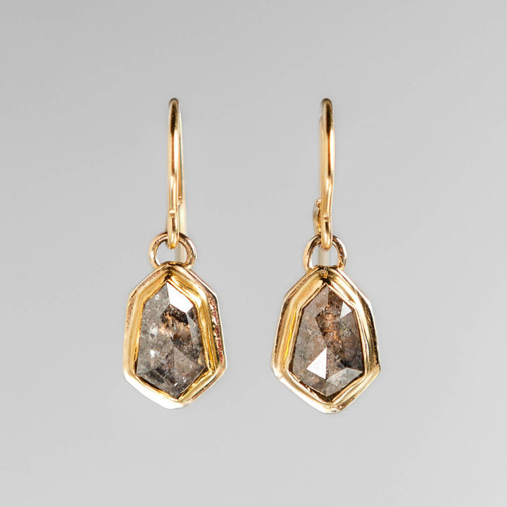 Geometric Salt & Pepper Diamond Drop Earrings