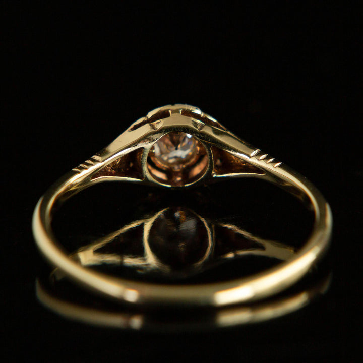 Diamond Solitaire Ring with Filagree Halo | 14k Gold | Circa 1900