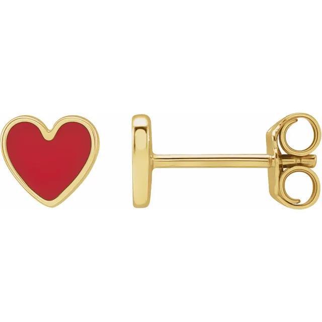 Enamel Heart Stud Earrings