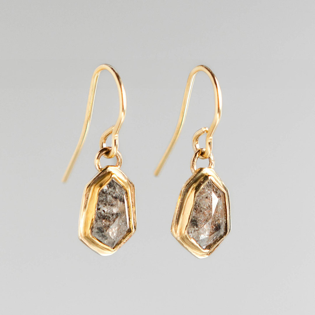 Geometric Salt & Pepper Diamond Drop Earrings