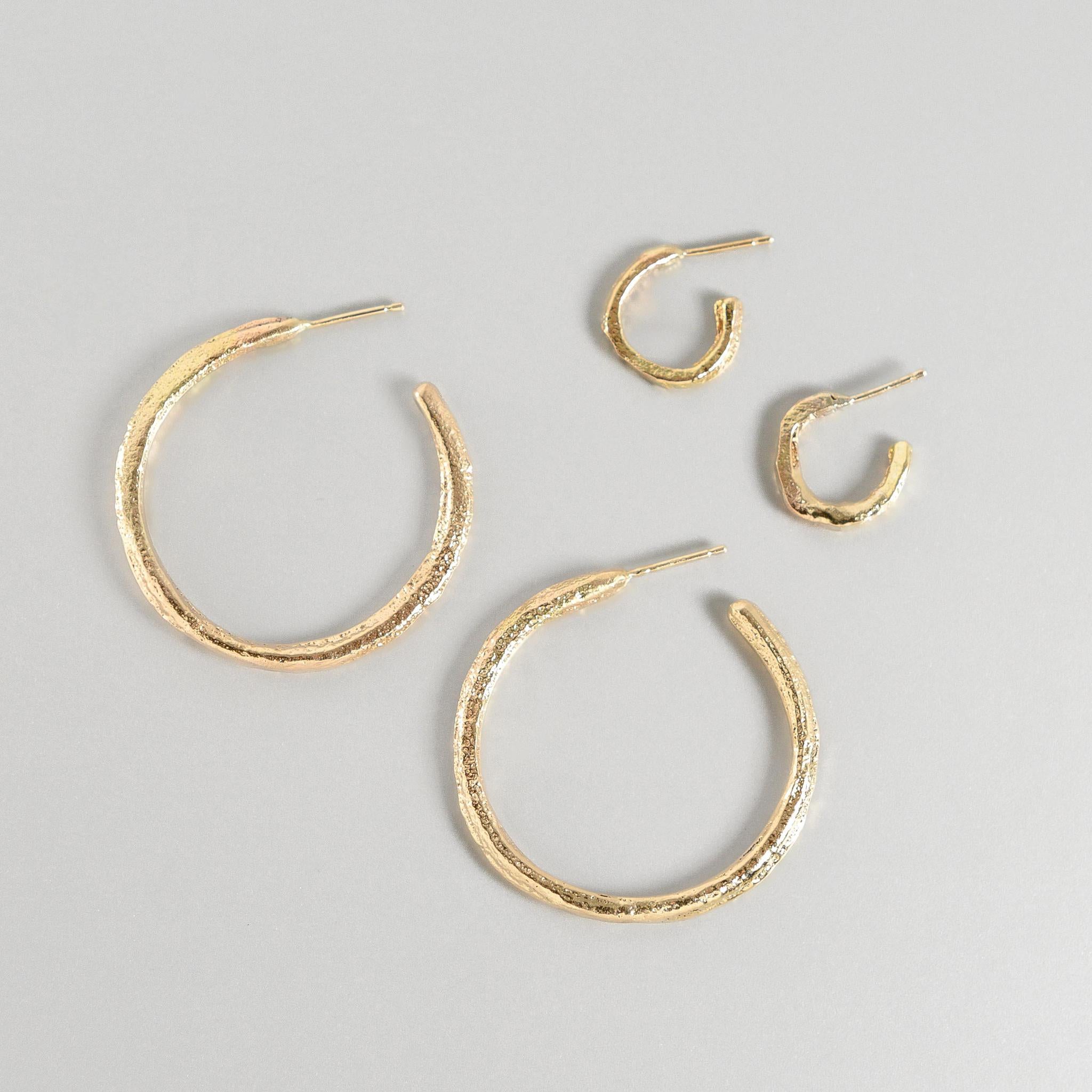 Relic Hoop Earrings in 14k Yellow Gold