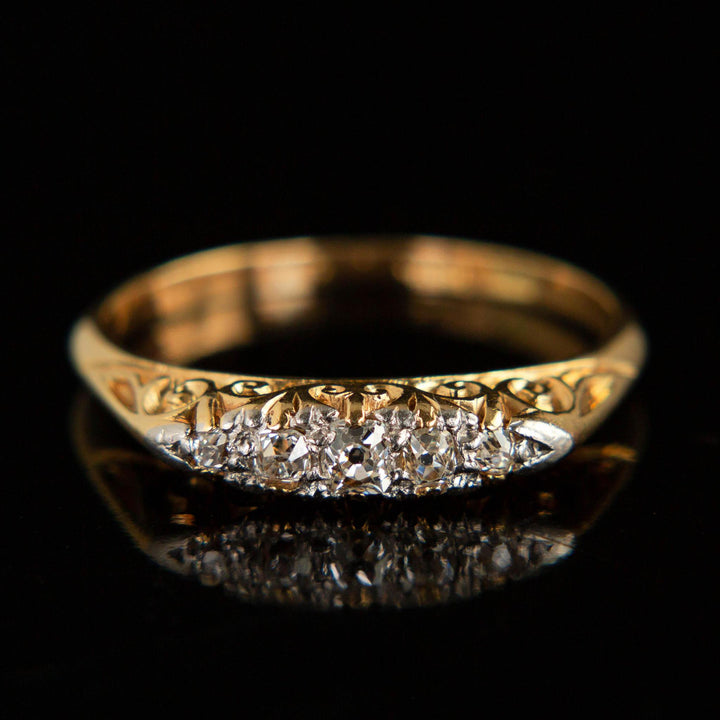 Antique 5 Stone Diamond Ring |18k Yellow Gold |  Circa 1900