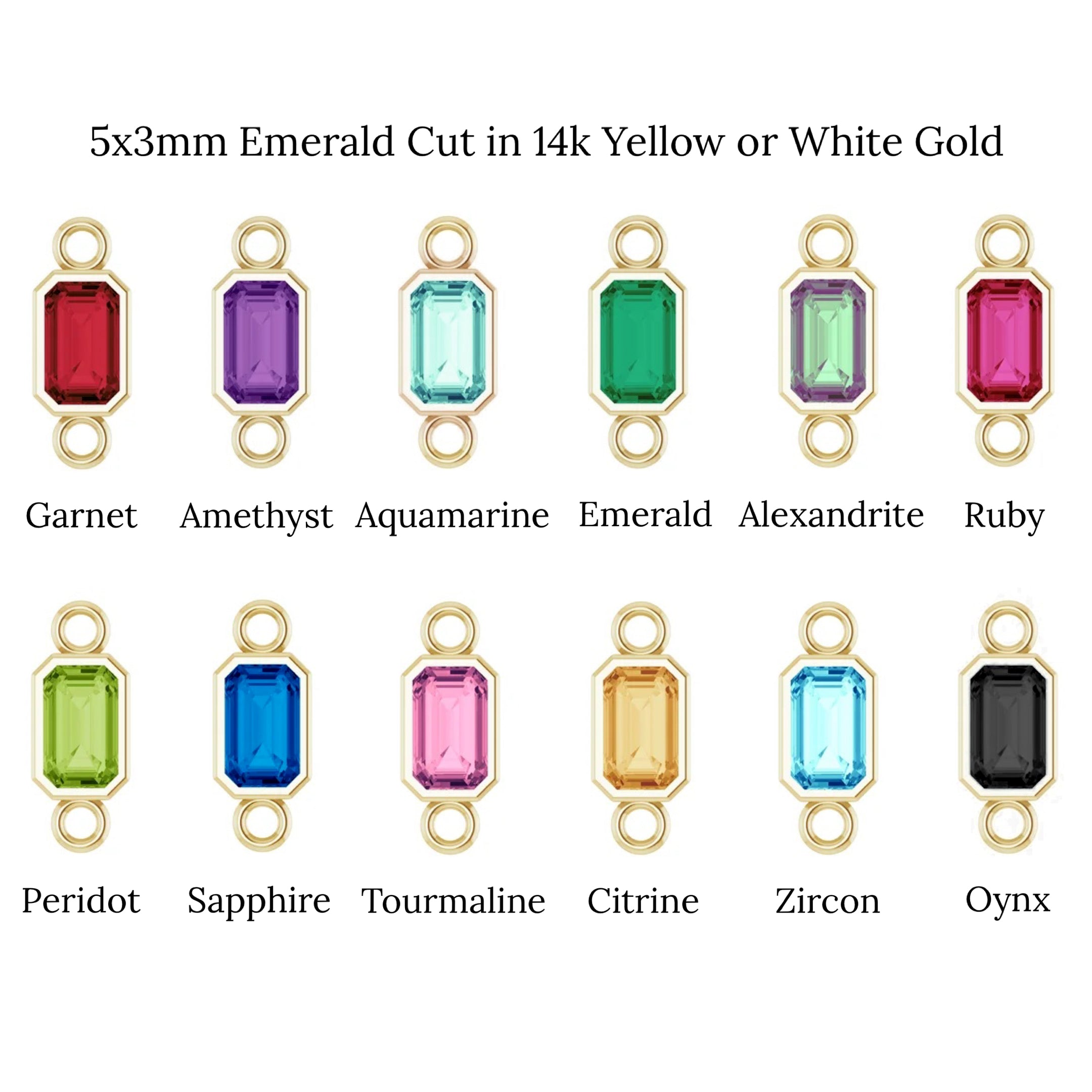 Emerald Cut Gemstone Bracelet Charm