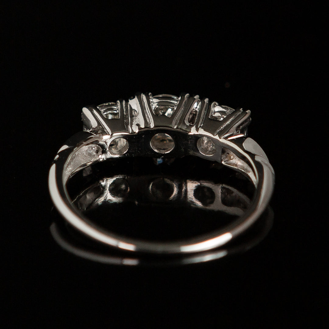 Midcentury 3-Stone Old European Cut Diamond Ring in 14k Gold