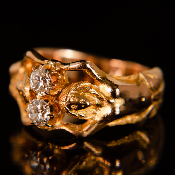 Art Nouveau Figural Diamond Ring in 18k gold