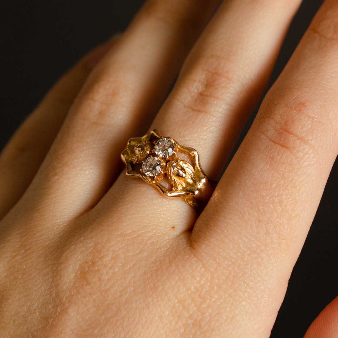 Art Nouveau Figural Diamond Ring in 18k gold