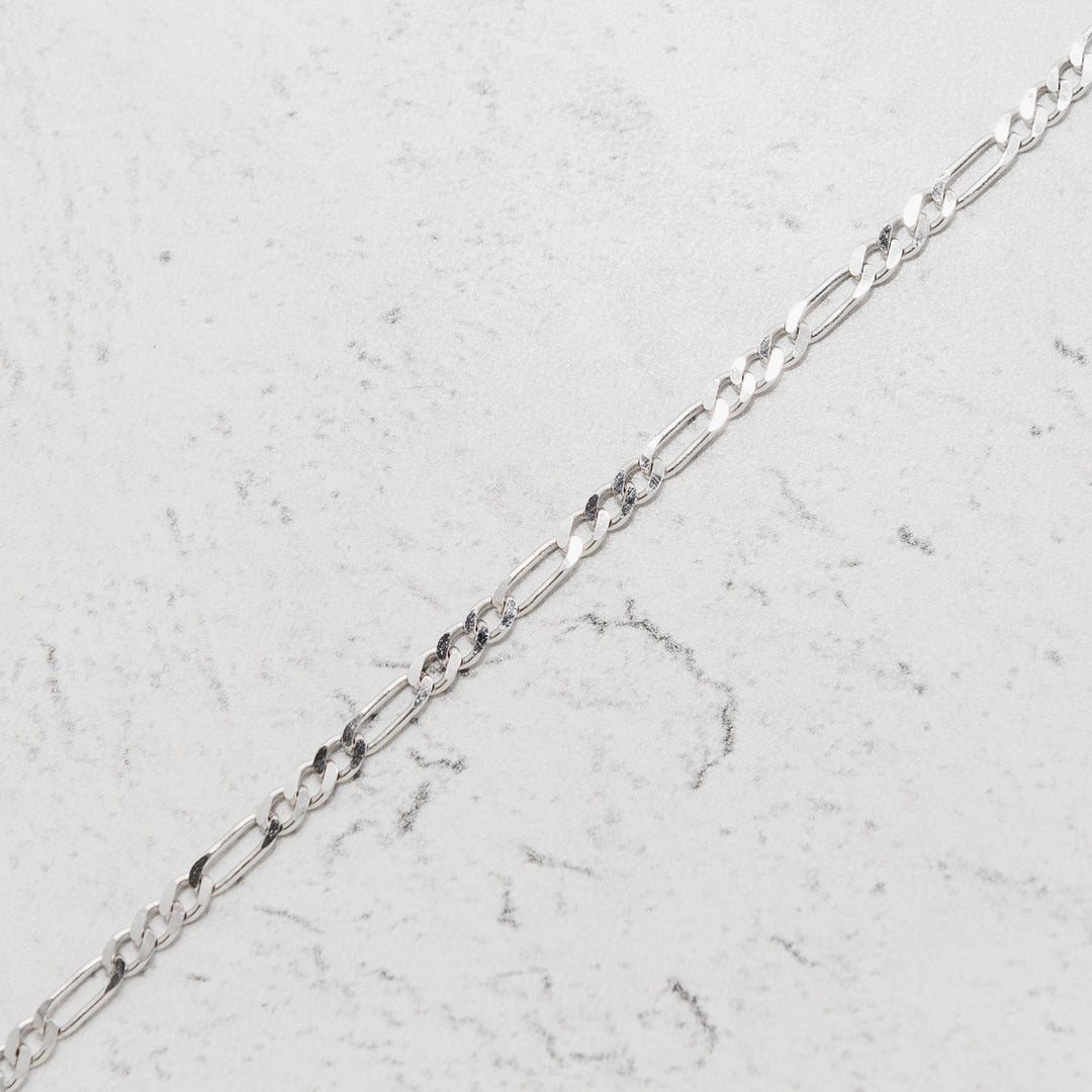 Figaro Chain Necklace in 14k White Gold