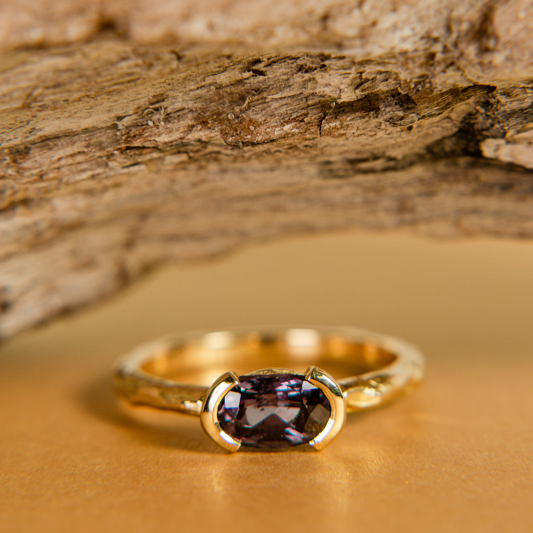 Color-Change Garnet Solitaire in 18k Yellow Gold