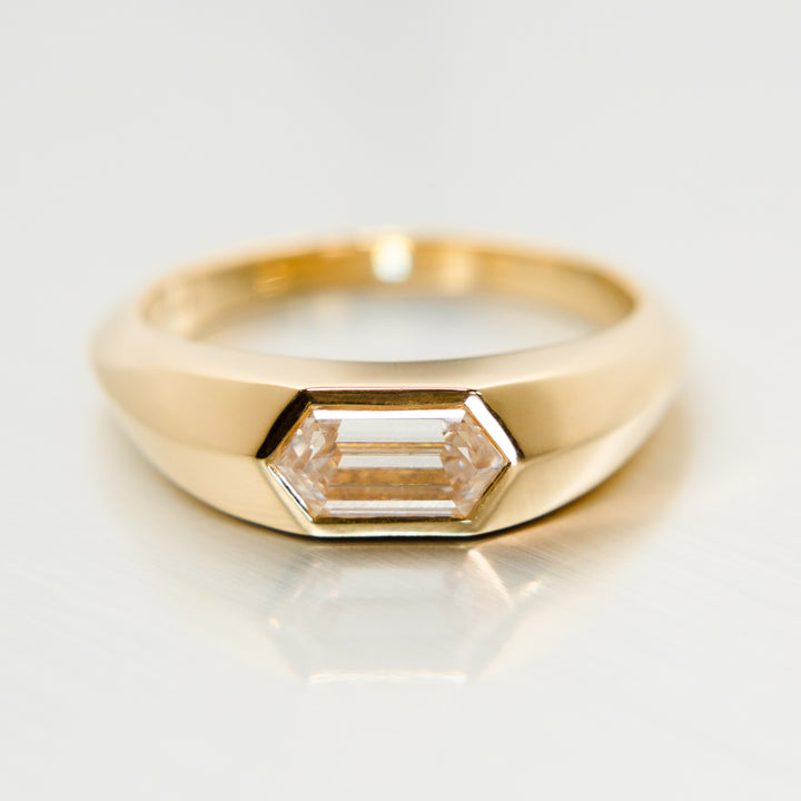 Hexagon Diamond Signet Ring in 18k Yellow Gold