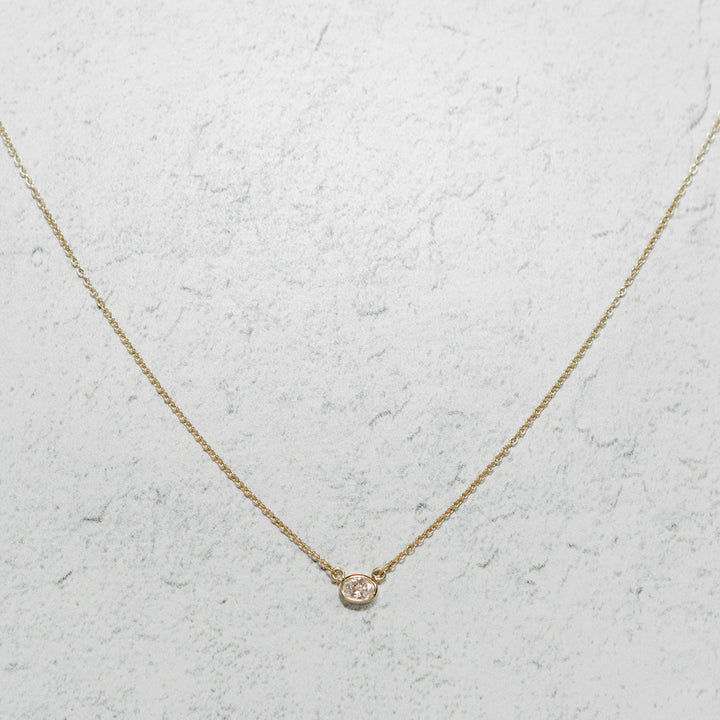 Diamond Layering Necklace No.1 - Oval Diamond in 14k yellow Gold