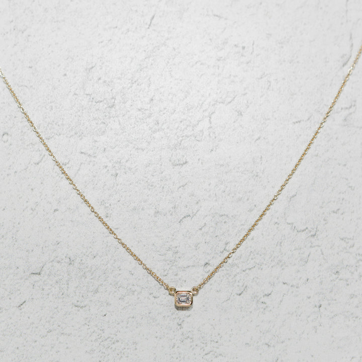 Diamond Layering Necklace No.1 - Emerald Cut Diamond in 14k yellow Gold