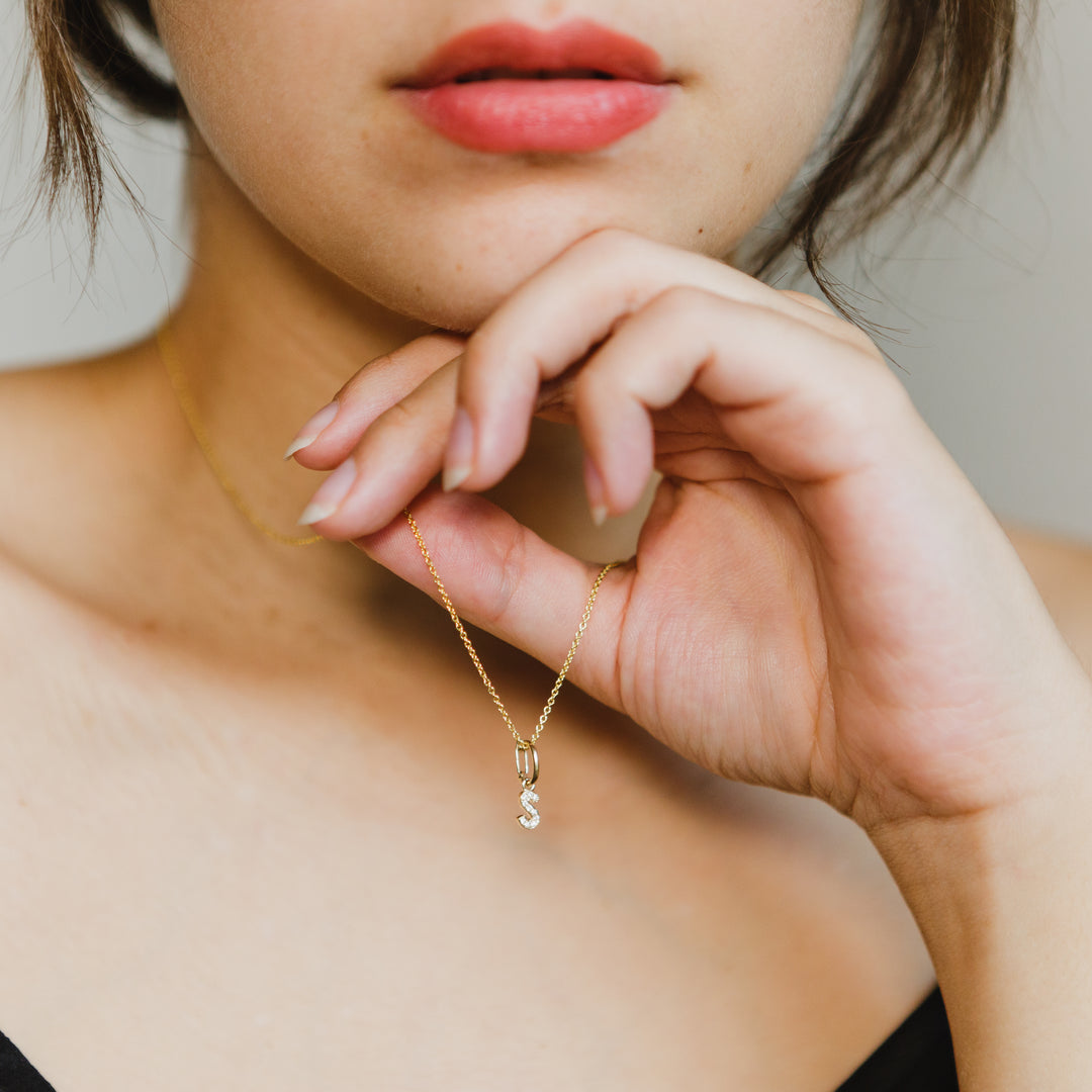 Diamond Letter Charm Necklace