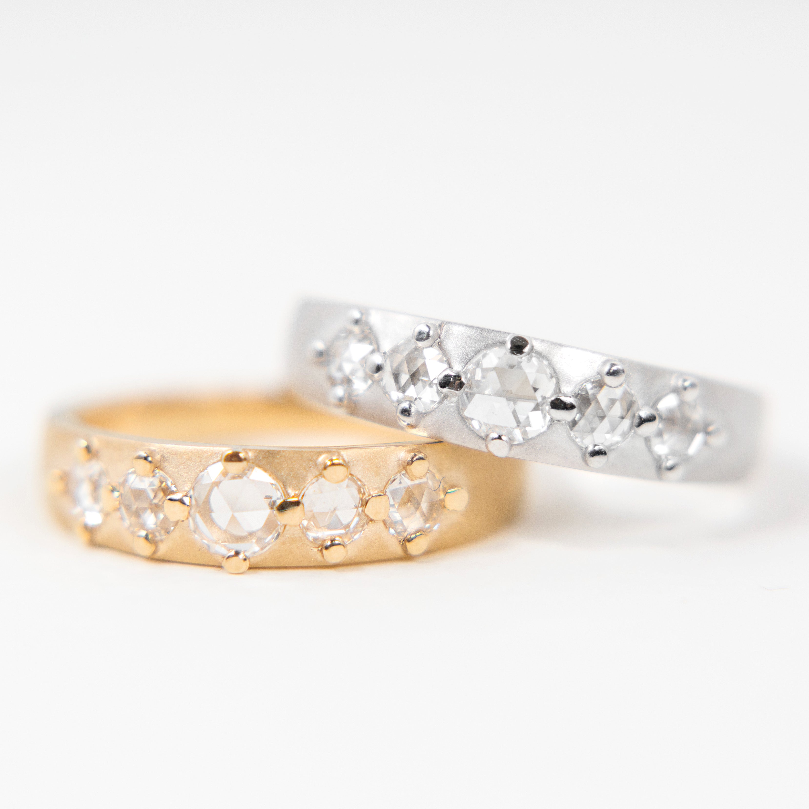 Cardinal Band with White Rose-cut Diamonds