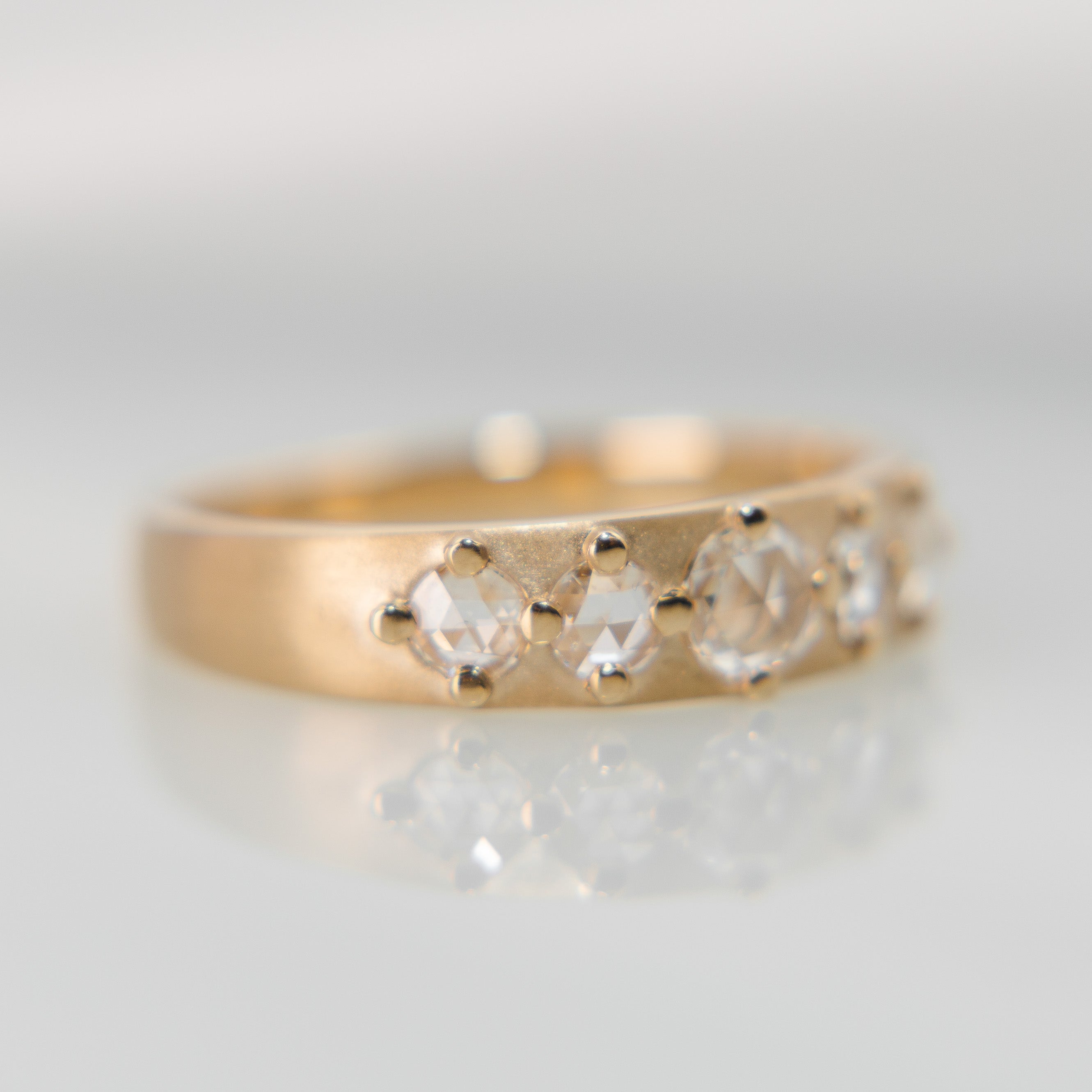 Cardinal Band with White Rose-cut Diamonds