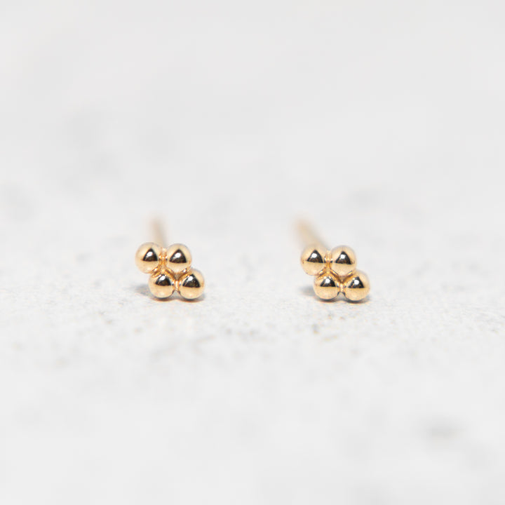 Tiny Beaded Stud Earrings in 14k Gold