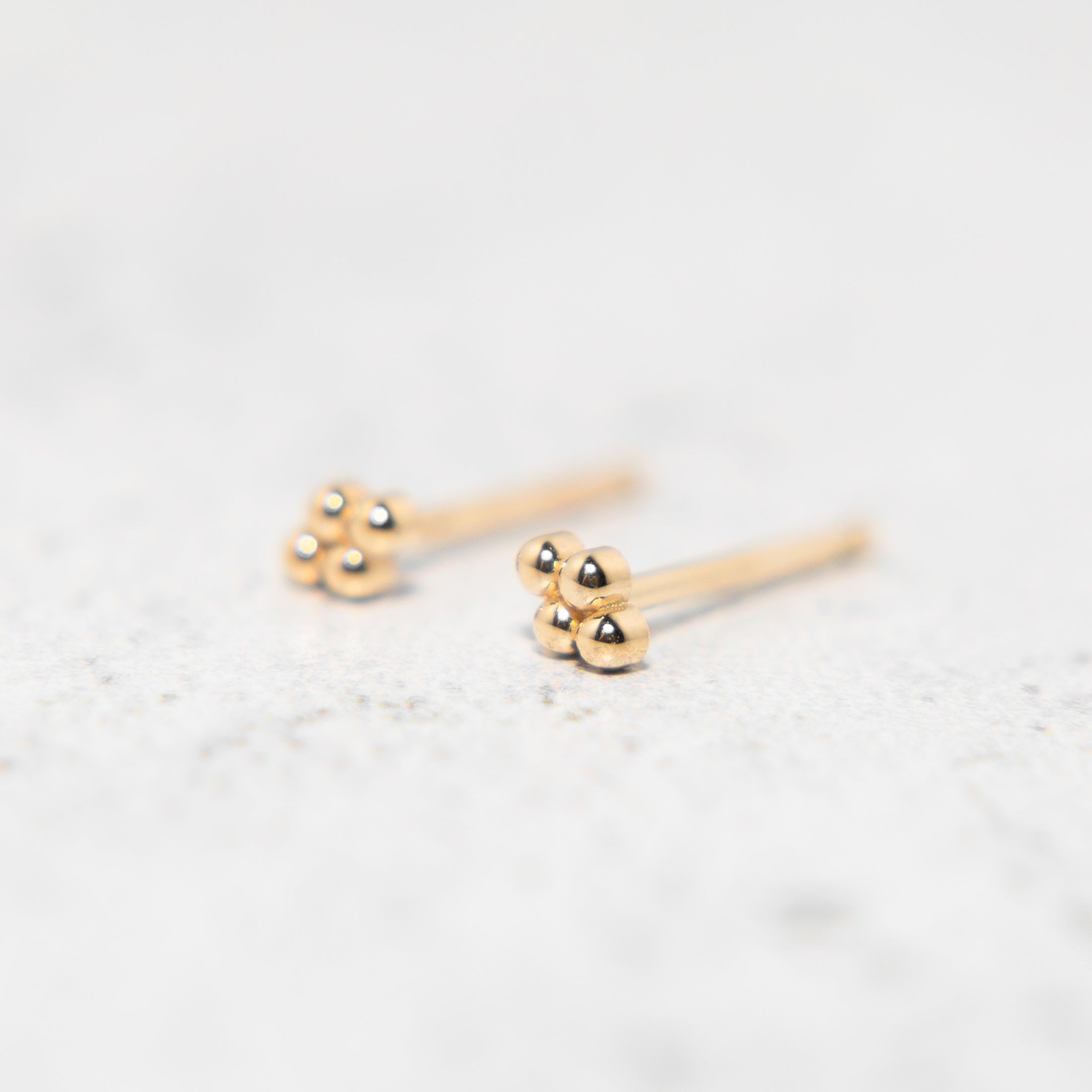 Tiny Beaded Stud Earrings in 14k Gold