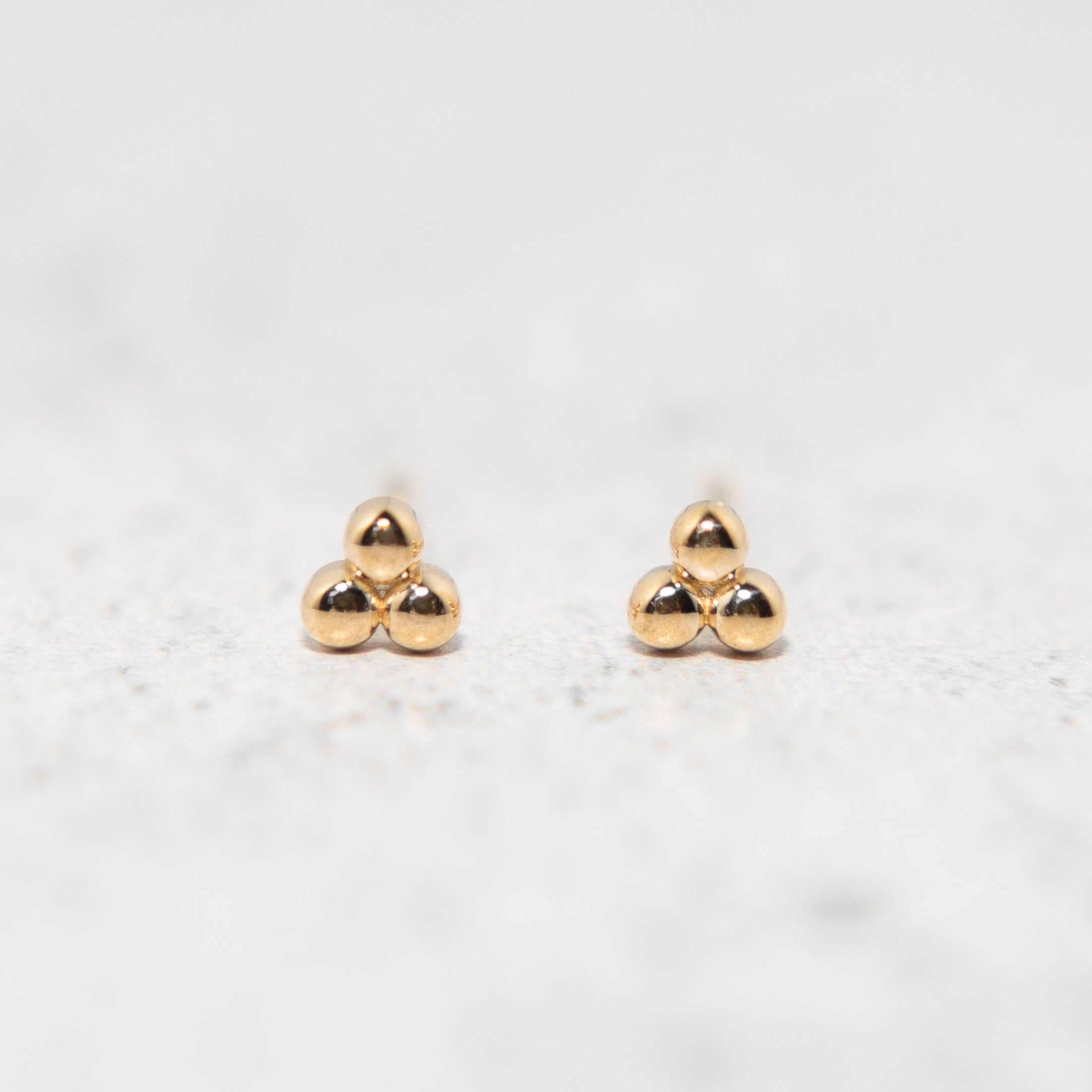 Tiny Beaded Stud Earrings in 14k Gold