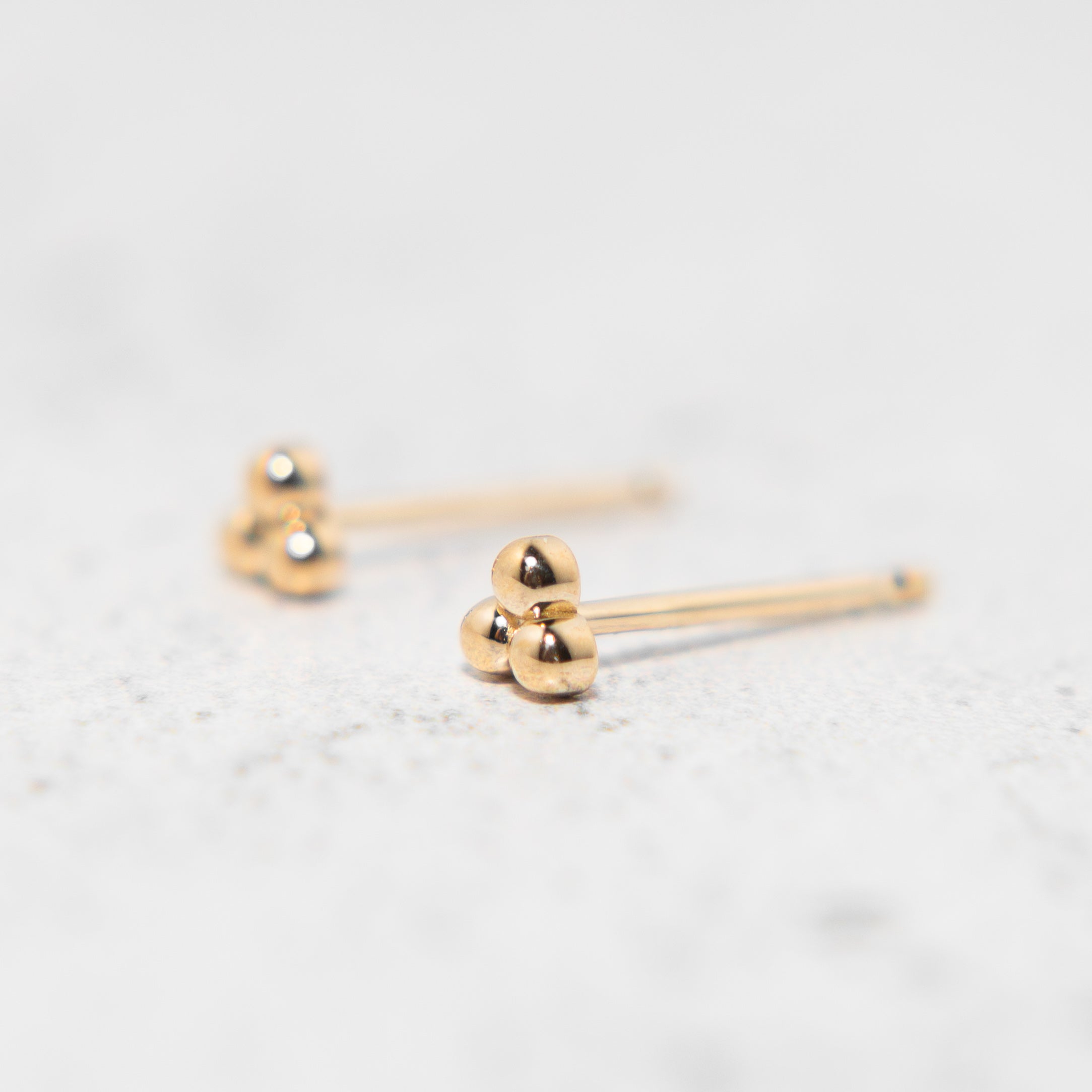 Tiny Beaded Stud Earrings in 14k Gold