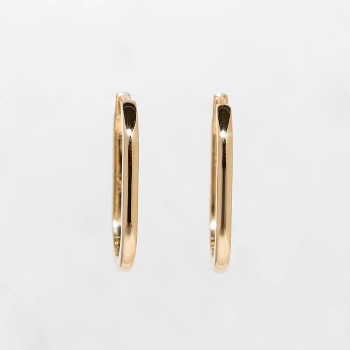 Elongated Oval Hoop Earrings in 14k Gold