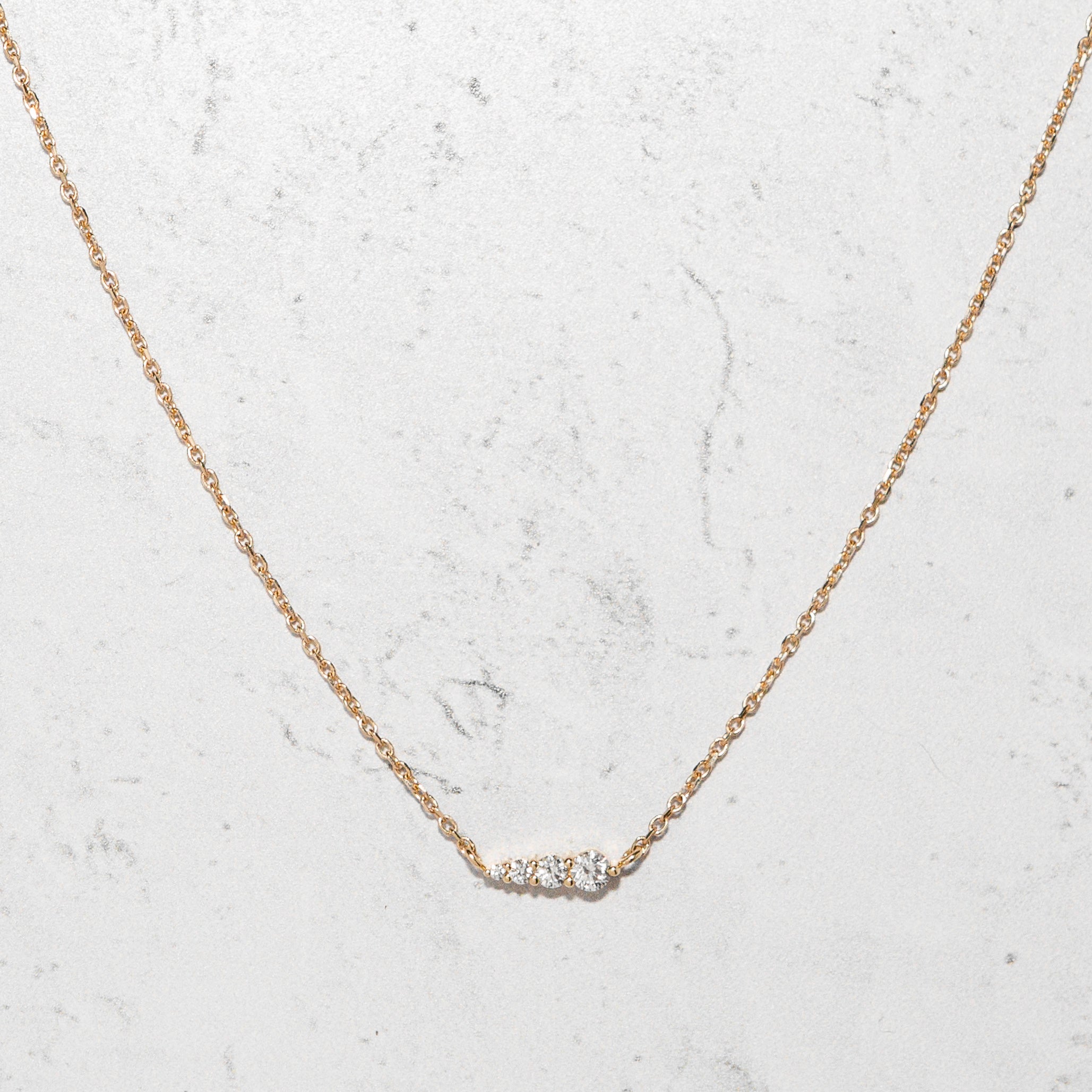 Diamond Layering Necklace - Graduated Diamonds in 14k Yellow Gold