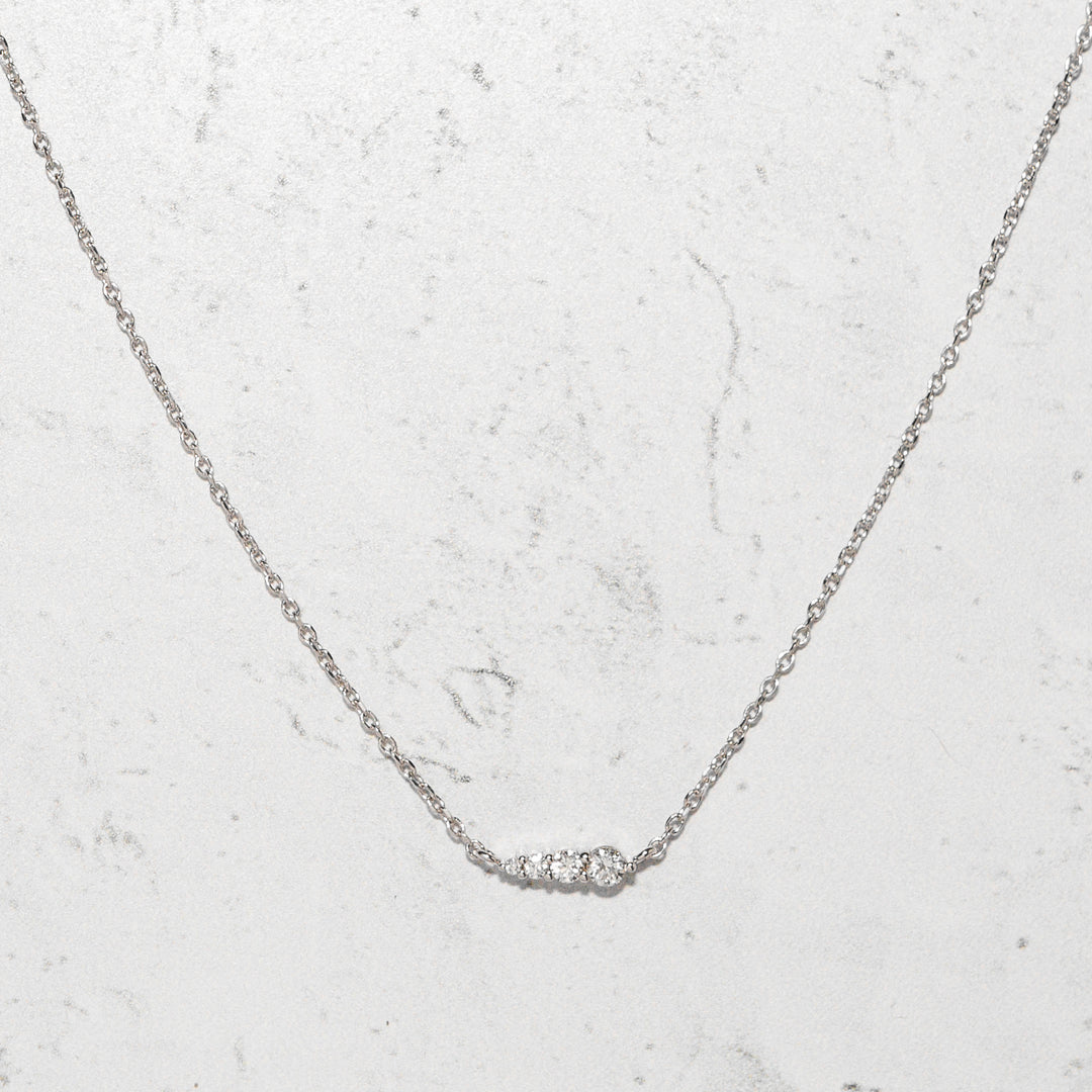 Diamond Layering Necklace - Graduated Diamonds in 14k White Gold