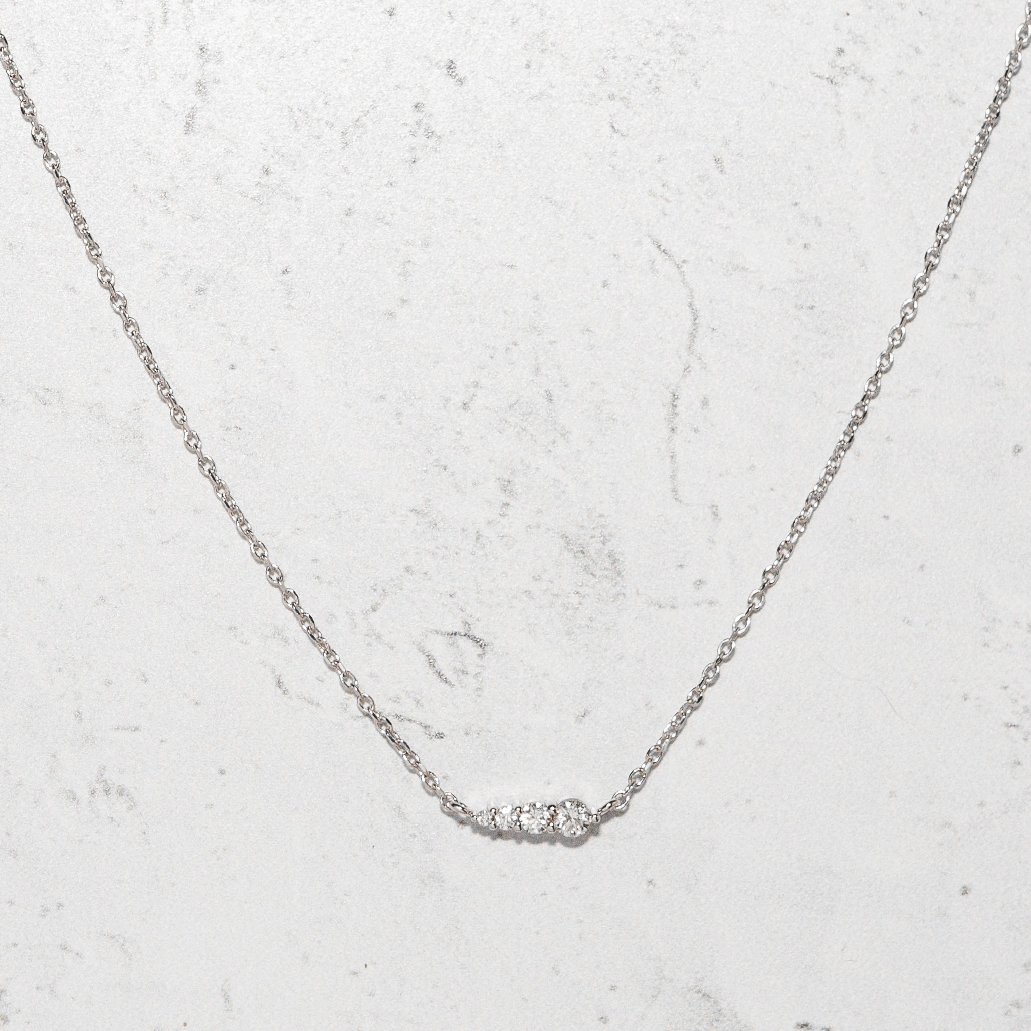 Diamond Layering Necklace - Graduated Diamonds in 14k White Gold
