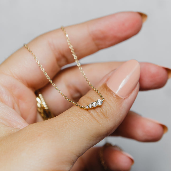 Diamond Layering Necklace - Graduated Diamonds in 14k Yellow Gold