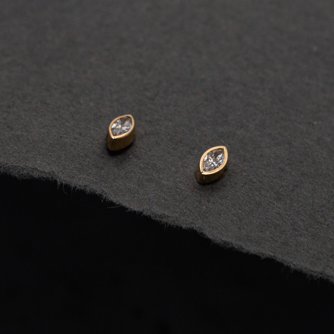 Diamond Bezel Solitaire Earrings in 14k Yellow Gold