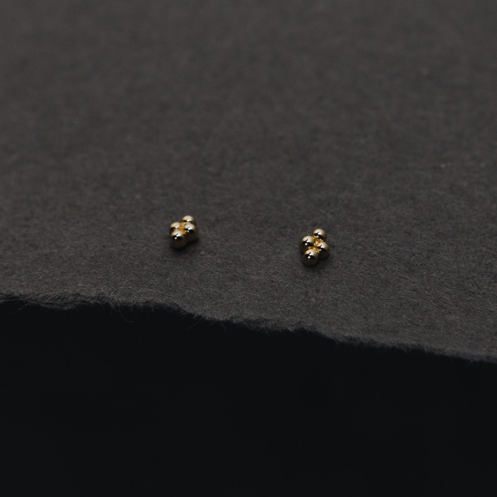 Tiny Beaded Stud Earrings in 14k Gold