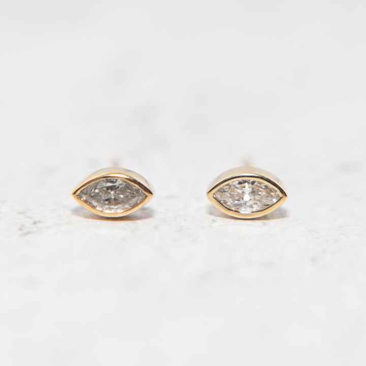 Diamond Bezel Solitaire Earrings in 14k Yellow Gold