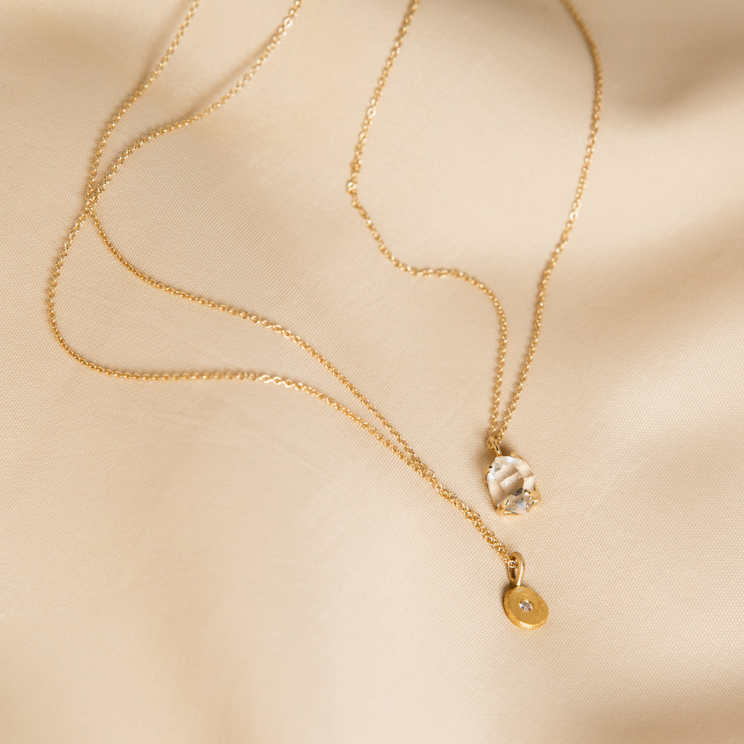 Pebble Diamond Necklace in 22k + 14k Gold