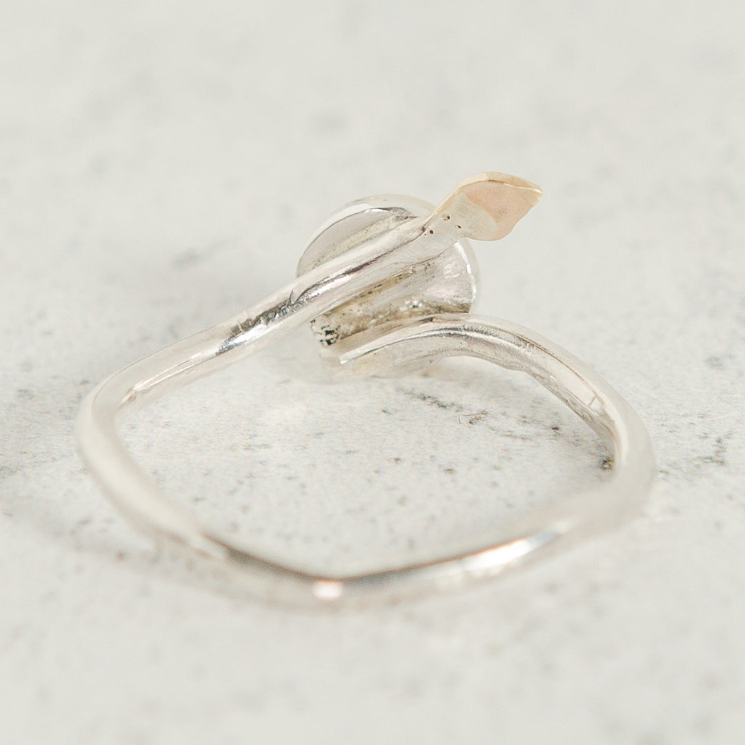 Petite Leaflet Gemstone Ring - Amethyst in 14k Gold + Sterling Silver
