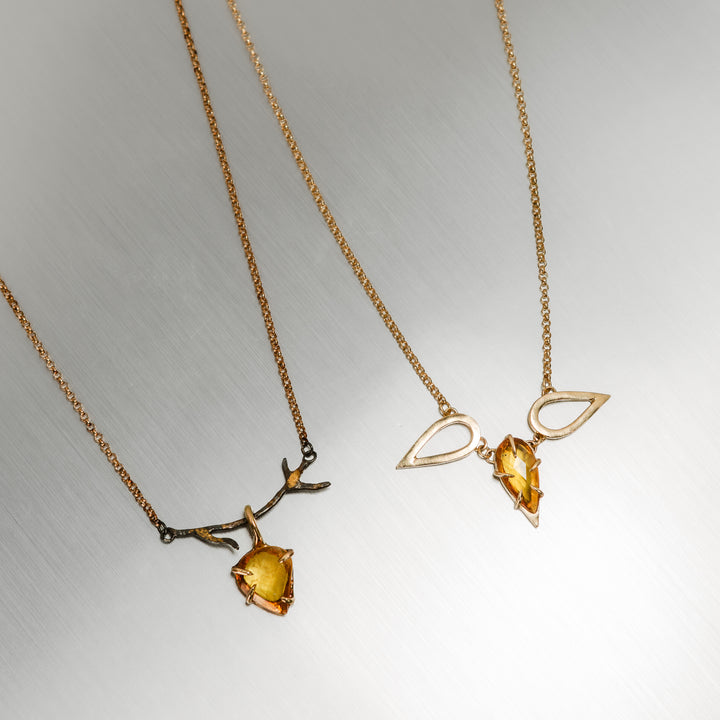 Petal Necklace - Yellow Sapphire in Sterling Silver, 24k Gold + 14k Gold