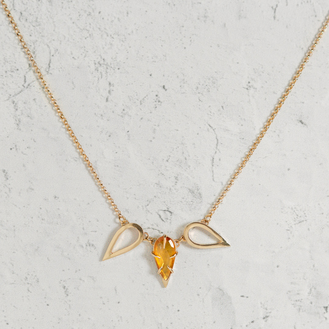 Golden Petal Bib Necklace - Yellow Sapphire in 14k Gold by Carolina Londono