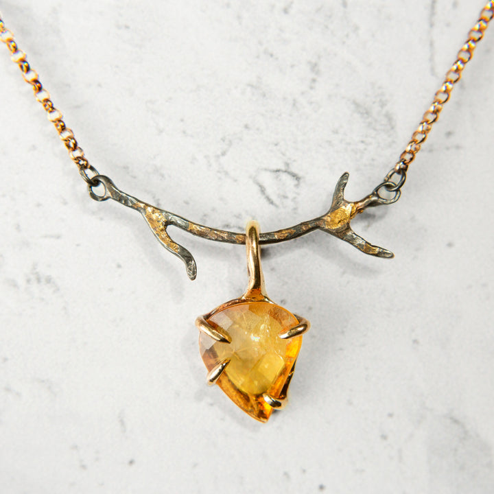 Petal Necklace - Yellow Sapphire in Sterling Silver, 24k Gold + 14k Gold