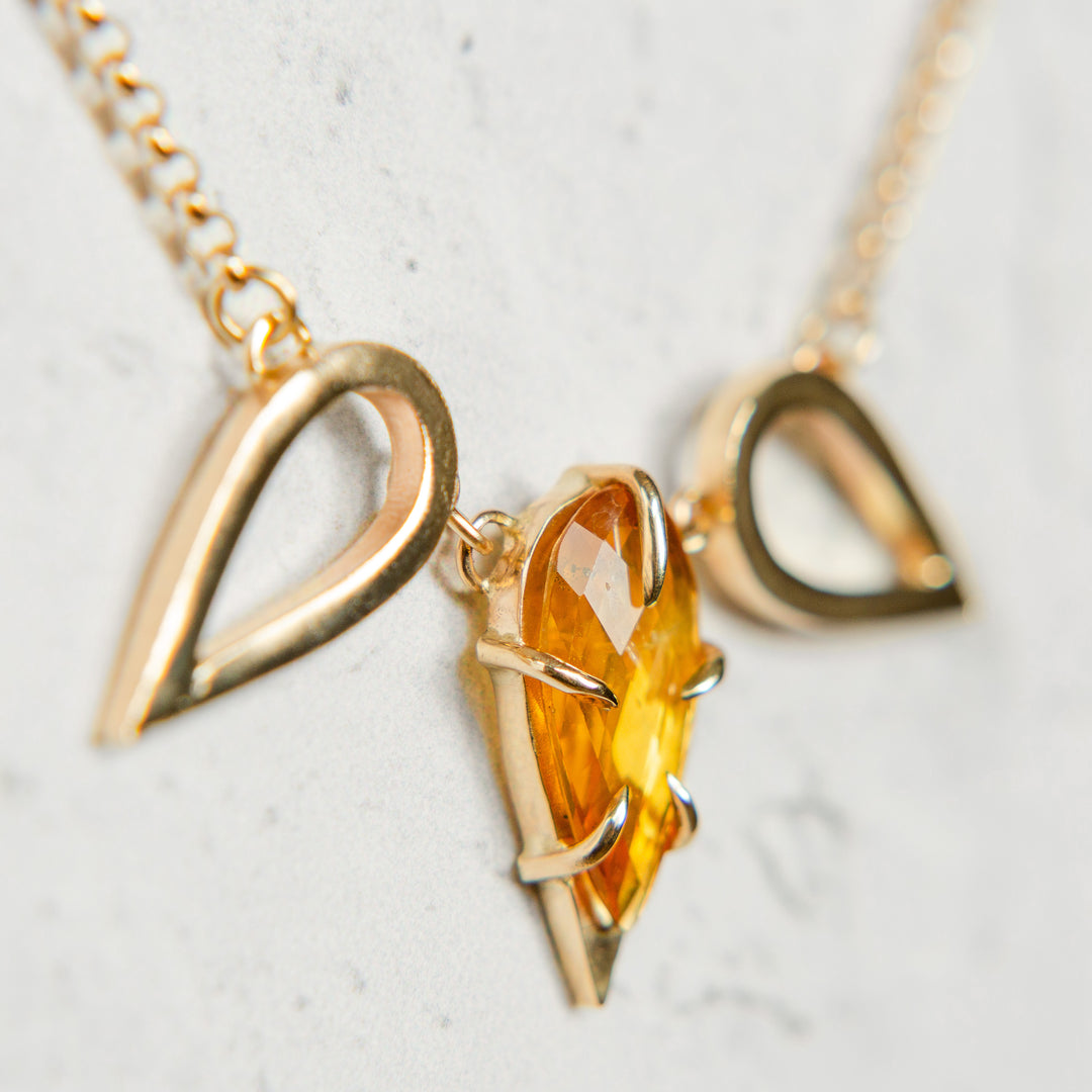 Golden Petal Bib Necklace - Yellow Sapphire in 14k Gold by Carolina Londono