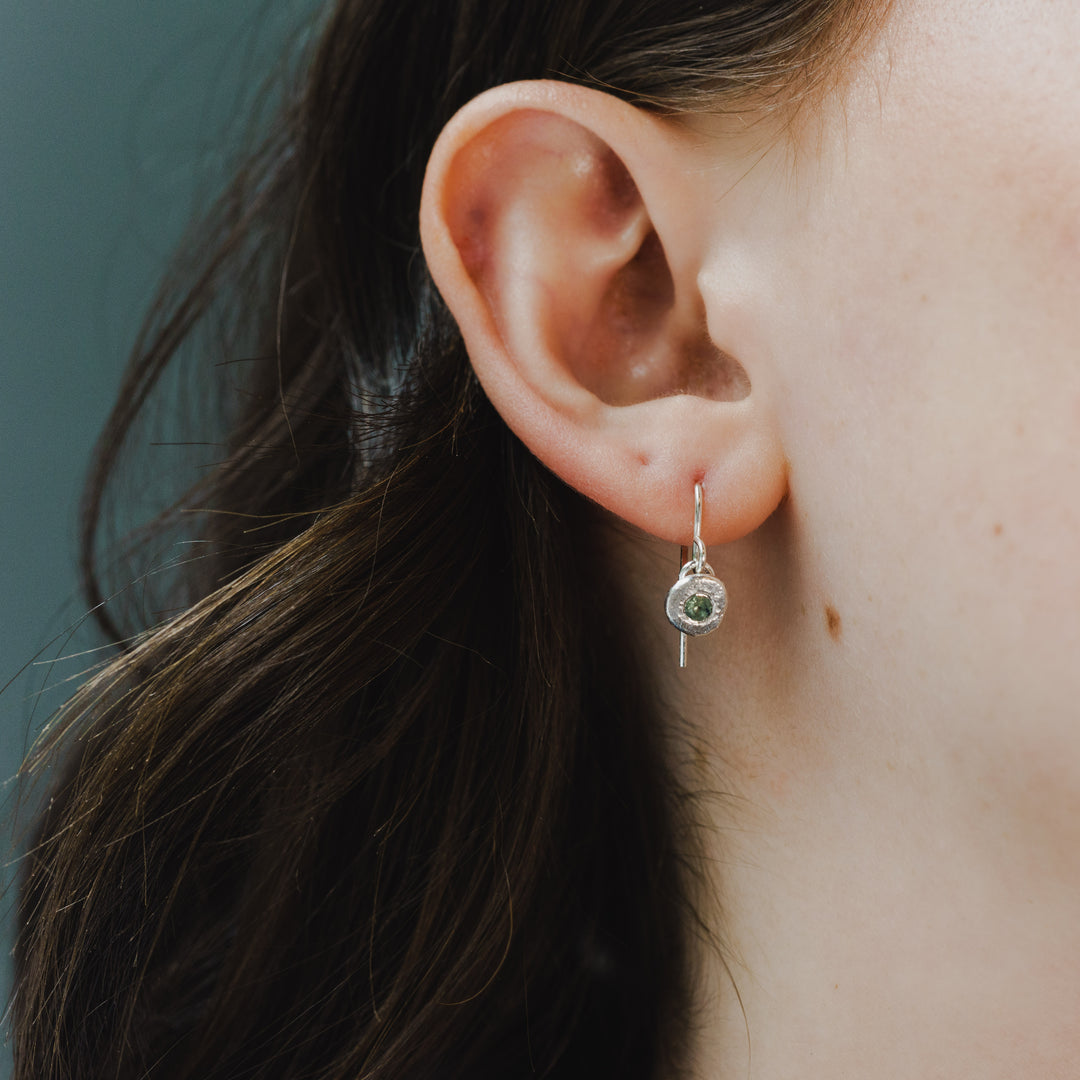 Pebble Drop Earrings - Sapphire + Sterling Silver