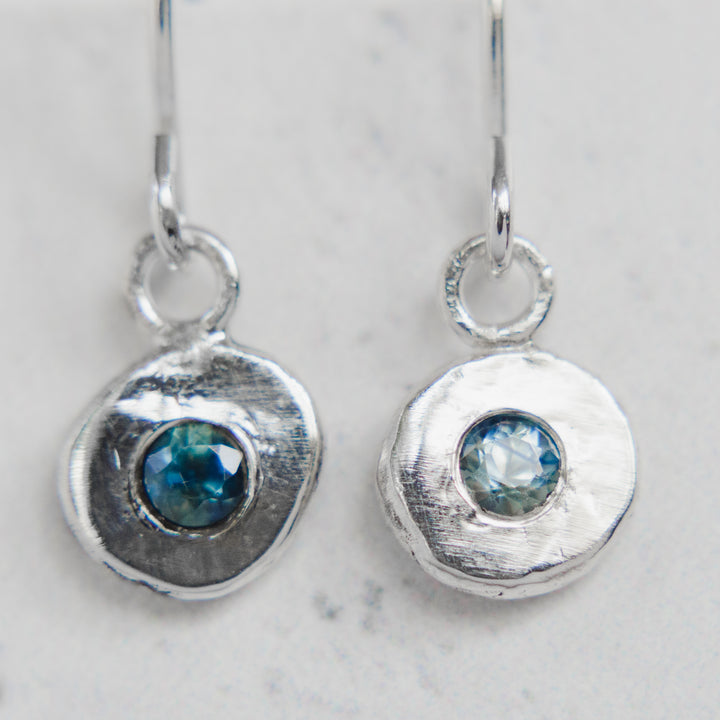 Pebble Drop Earrings - Sapphire + Sterling Silver