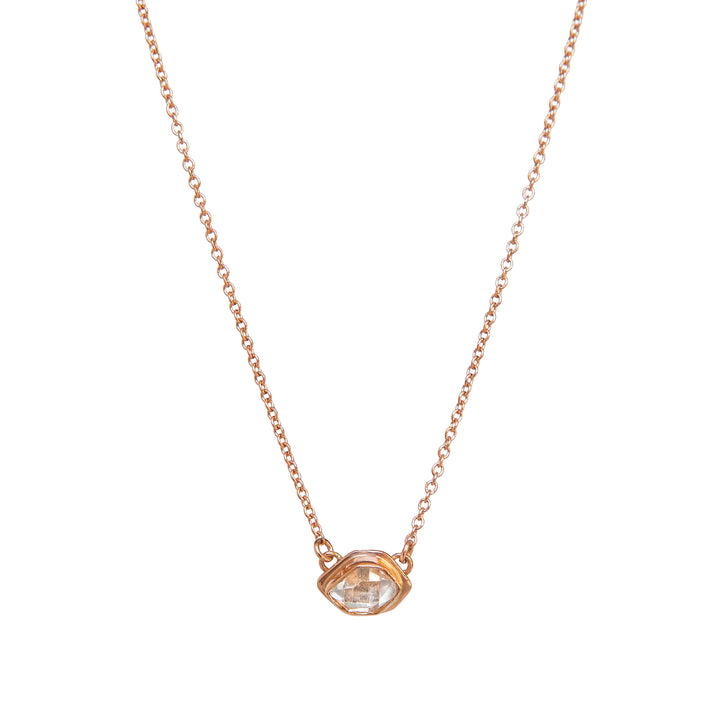 Mini Herkimer Diamond East-West Glacier Necklace in 14k Gold