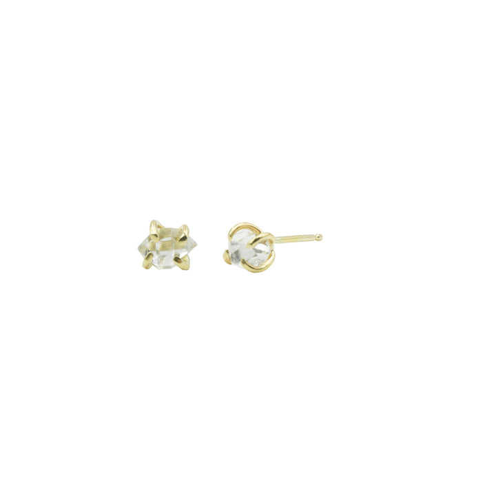 Herkimer Diamond Stud Earrings in 14k Gold